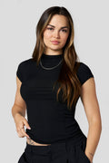 Ribbed Mock Neck Tee