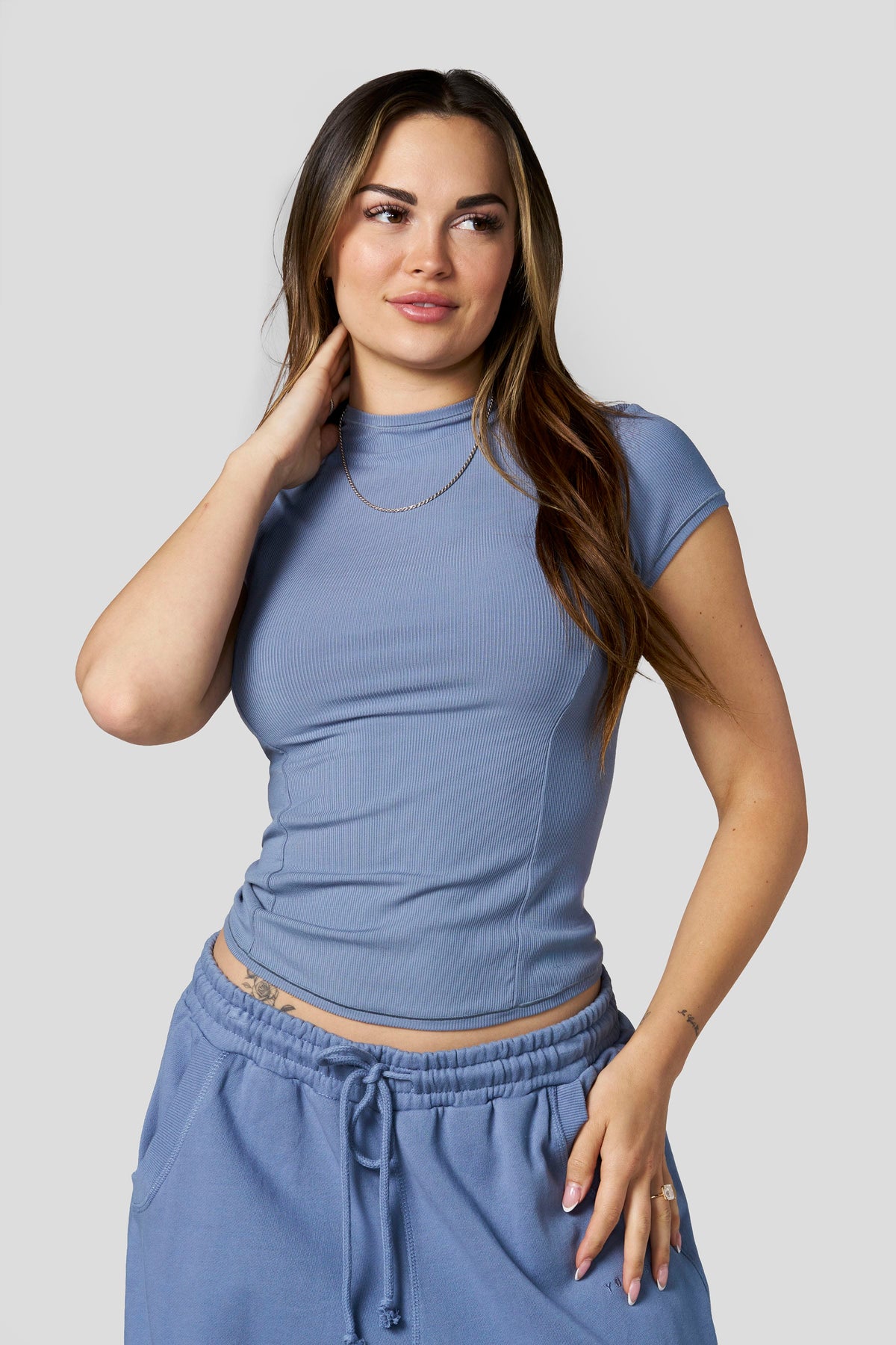 Ribbed Mock Neck Tee