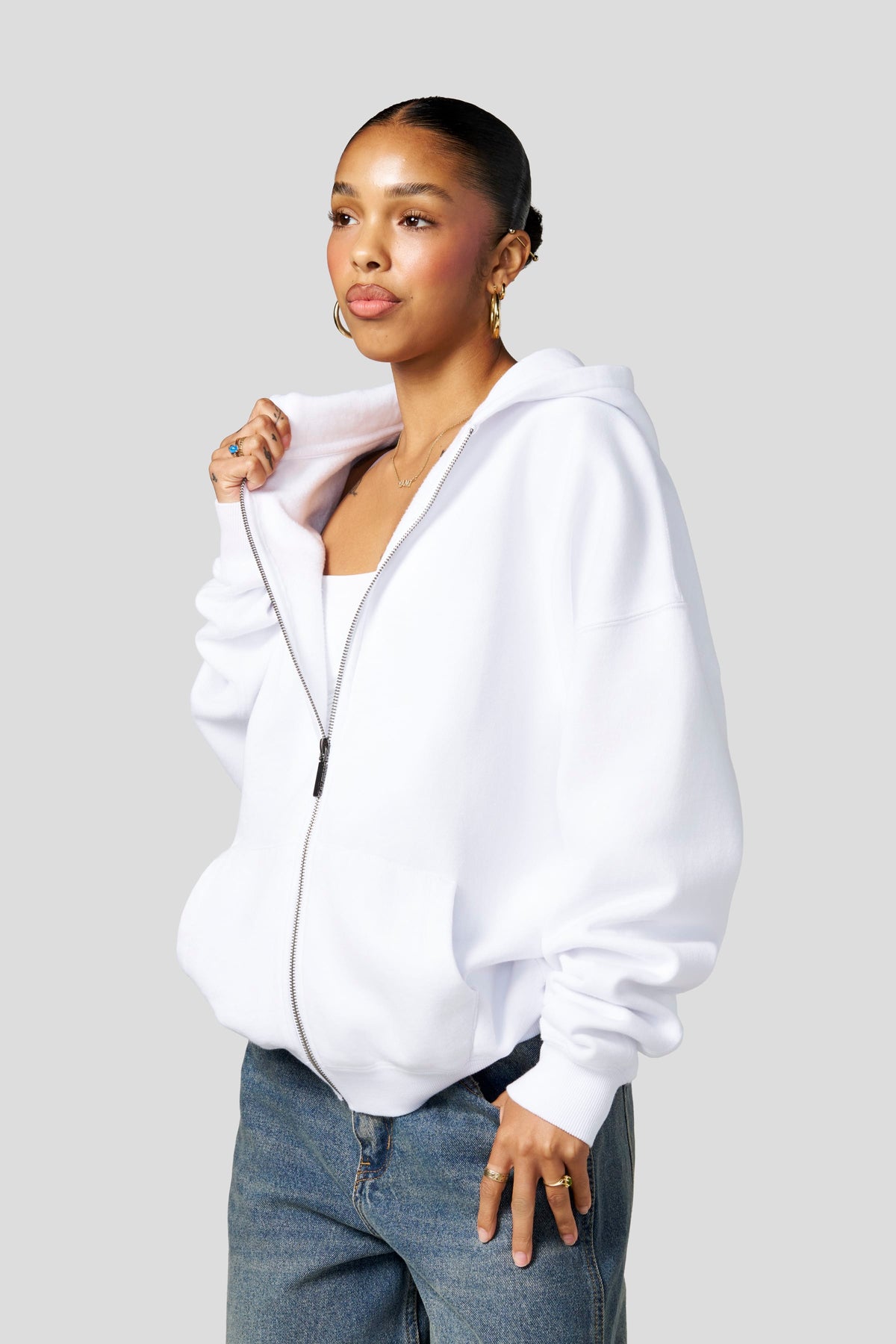 Balance Zip Hoodie - White