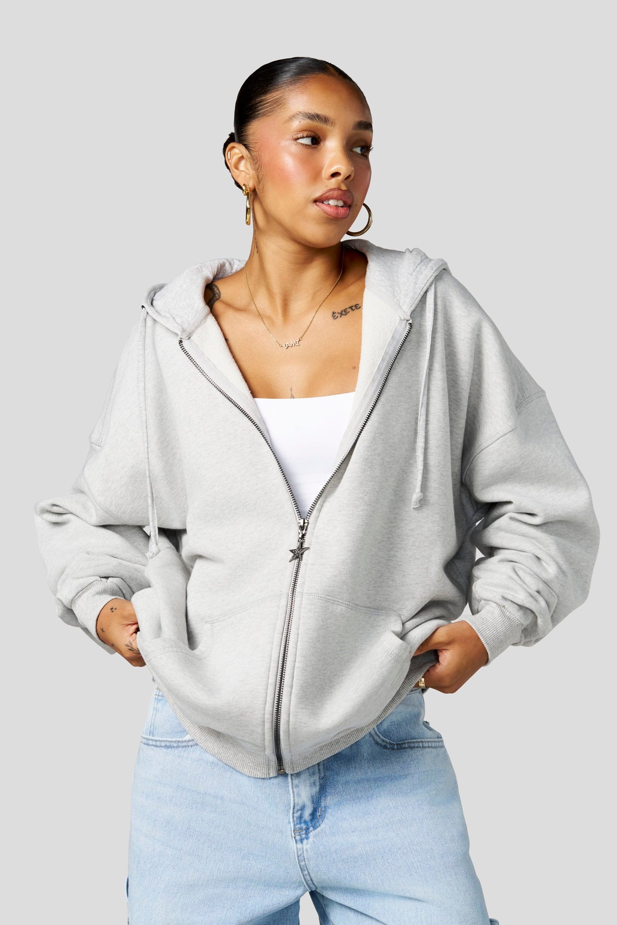 Flashback Zip Hoodie - Heather Grey