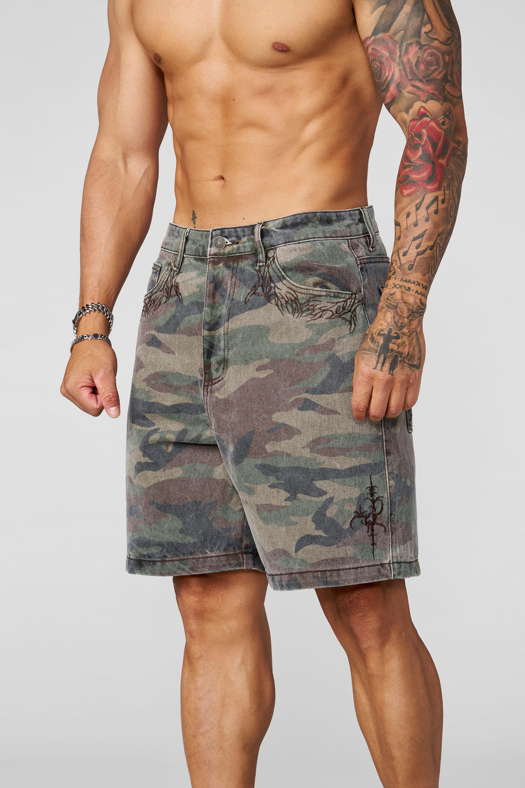 Phantom Embroidery Jorts