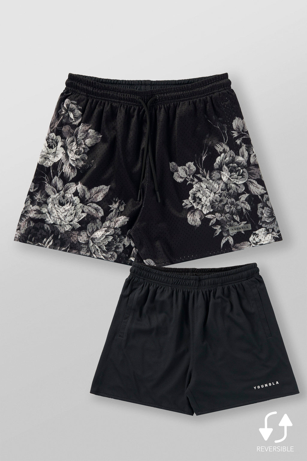 Skulls & Roses Reversible Shorts - Muted Flowers