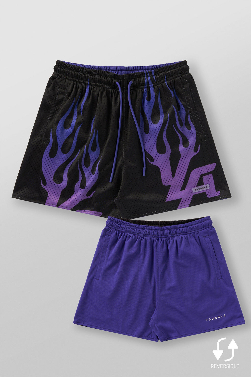 Skulls & Roses Reversible Shorts - YLA Blaze