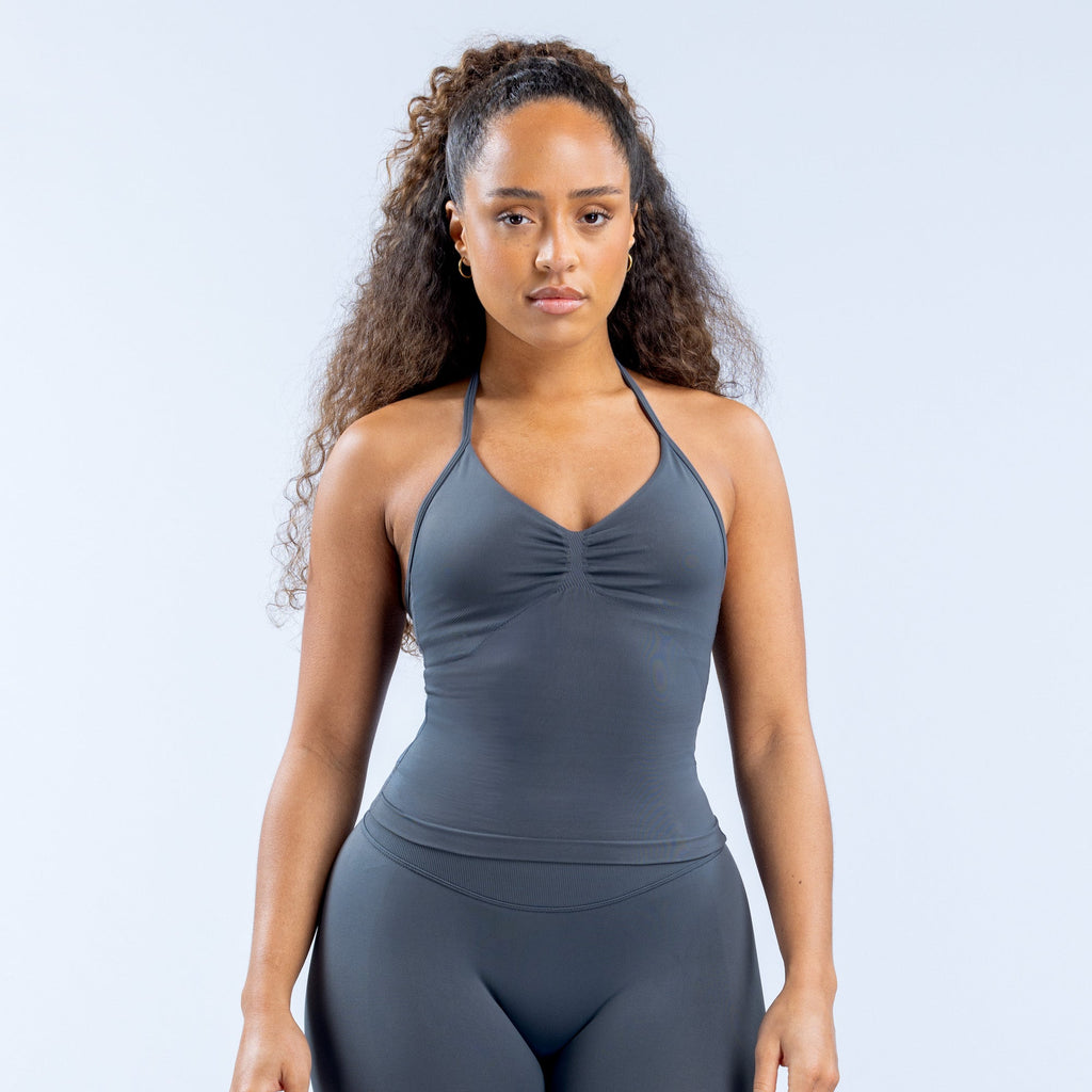 Impact Longline Strappy Top Slate Grey
