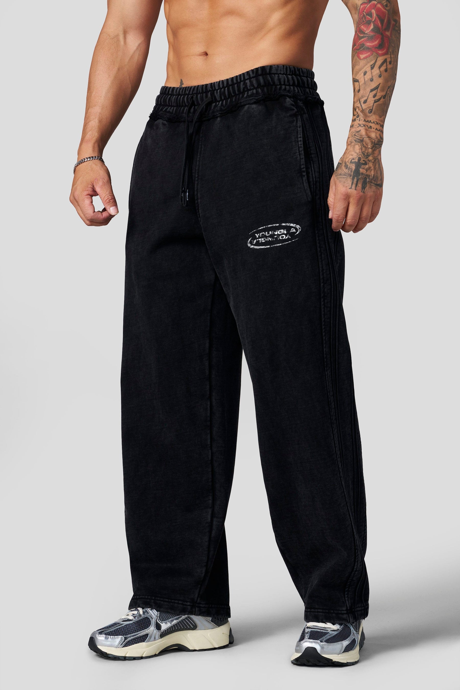 YoungLA 2121 Raw Pipe Sweats Black Wash