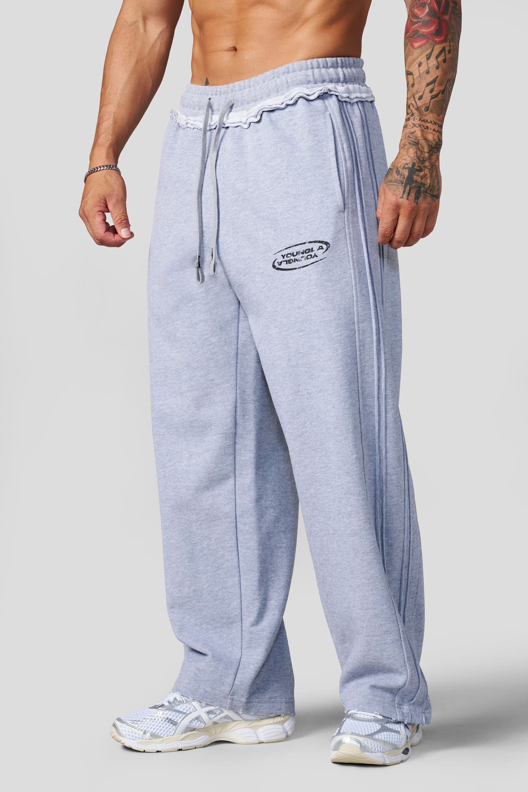 YoungLA 2121 Raw Pipe Sweats Heather Grey