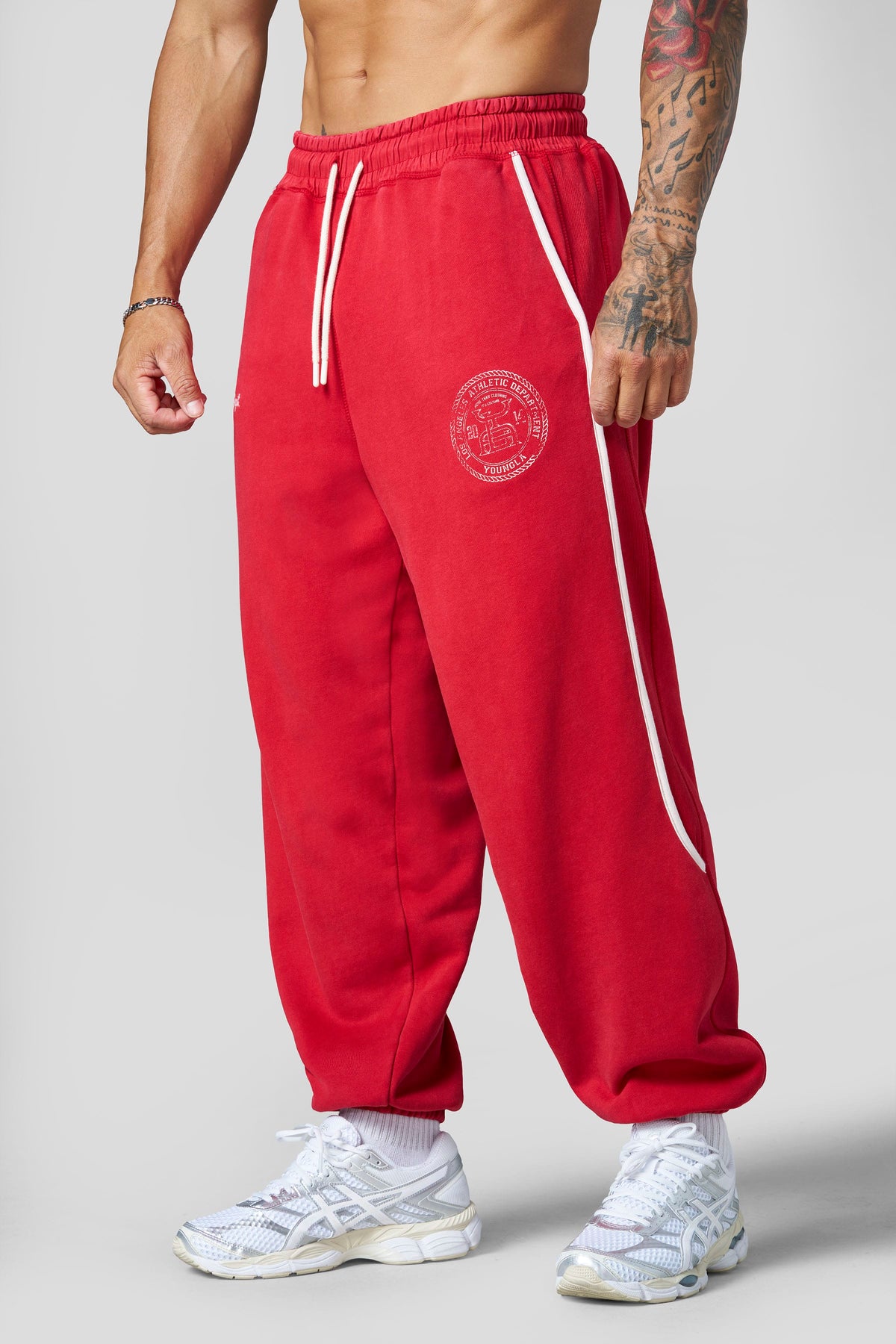 Golden Era Piping Joggers - Red Wash