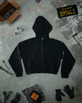 Flame Cropped Hoodie Blackout