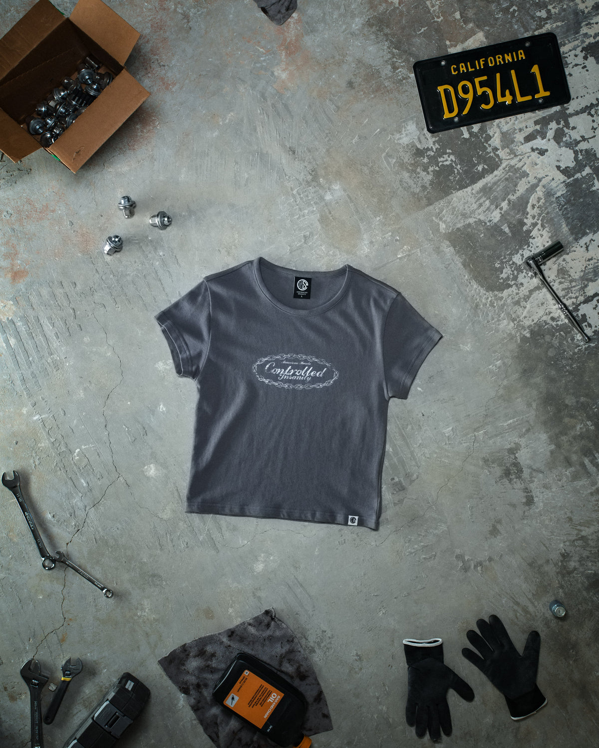 Chained Baby Tee Grey
