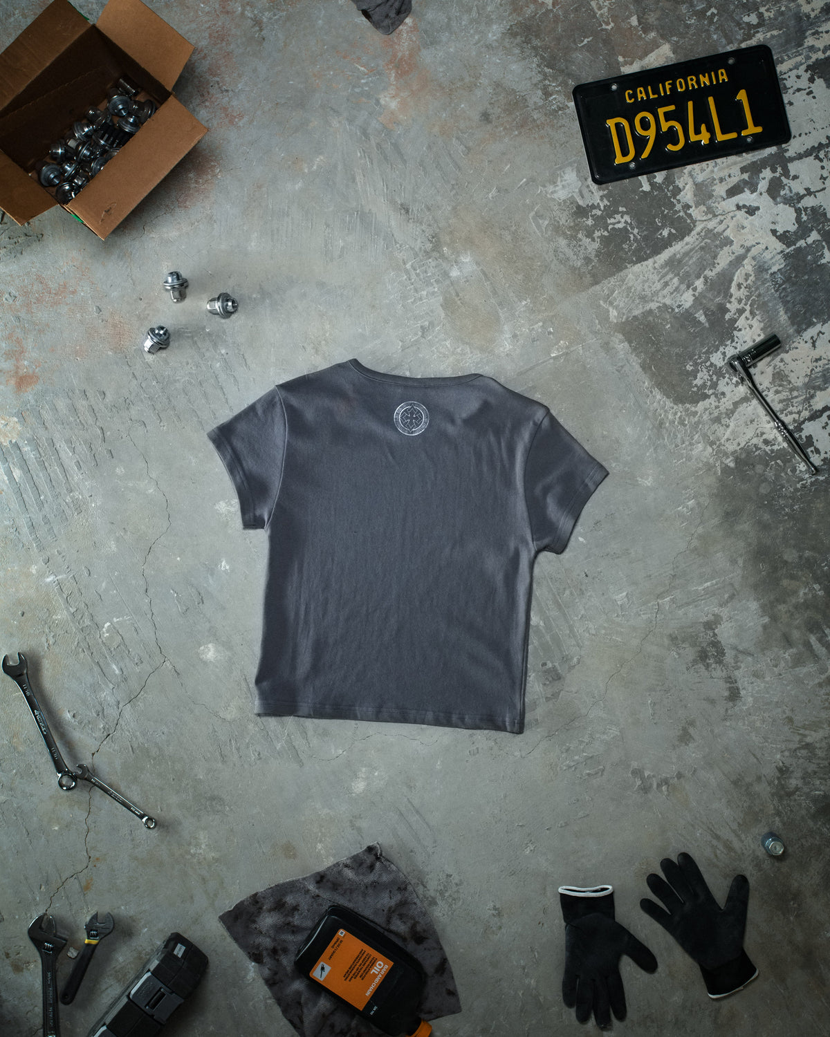 Chained Baby Tee Grey