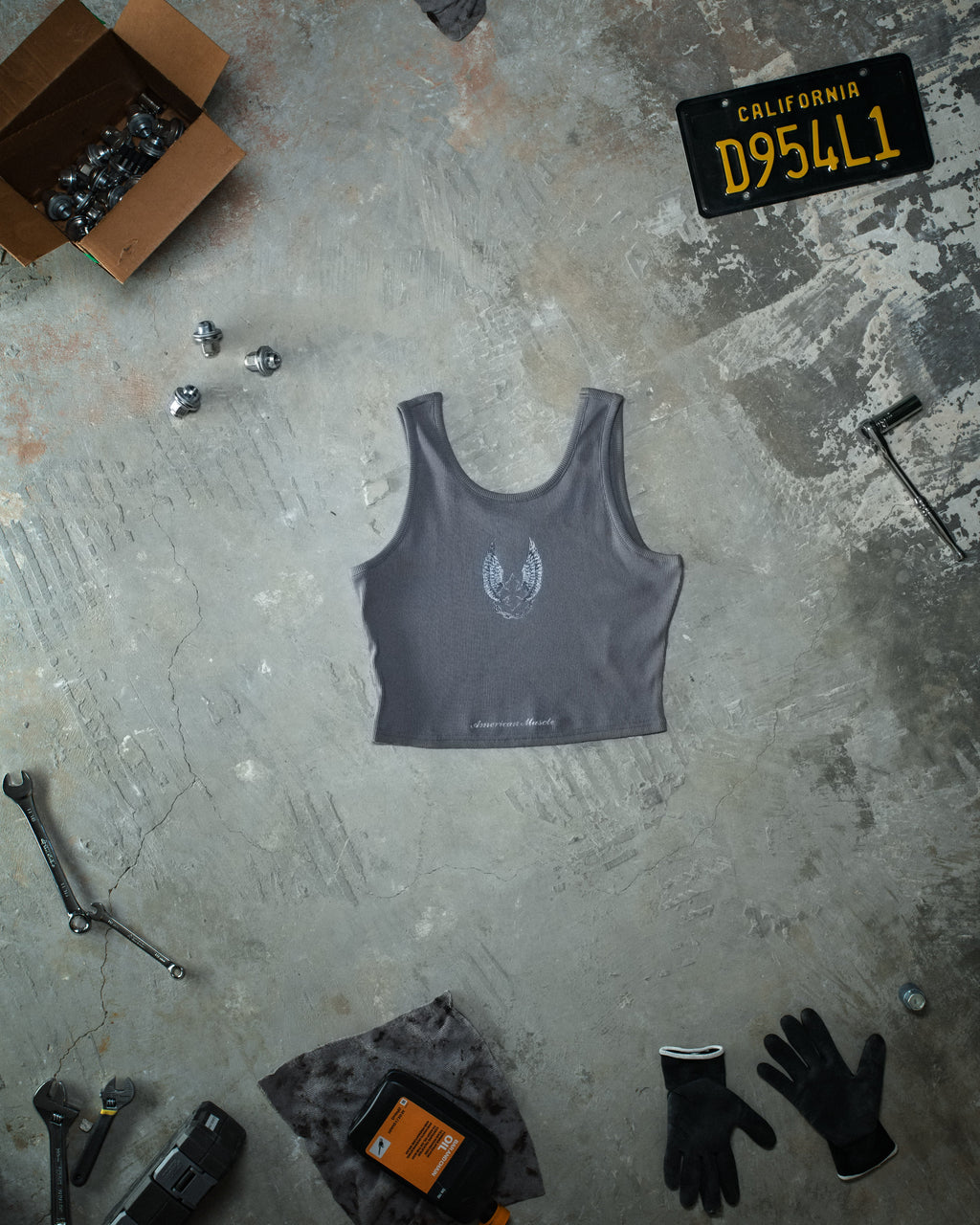 Cropped Chain Tank Gray