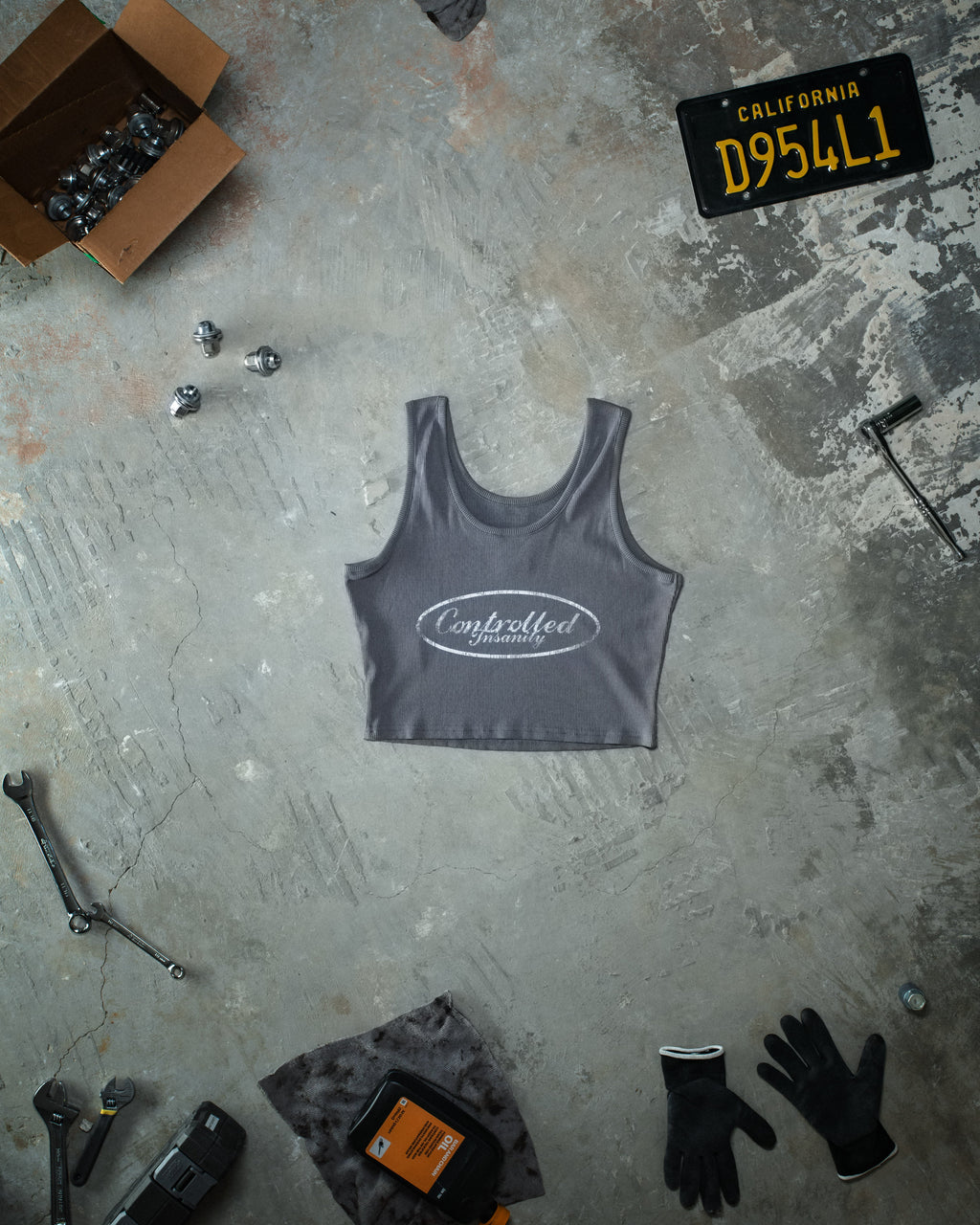 Cropped Chain Tank Gray