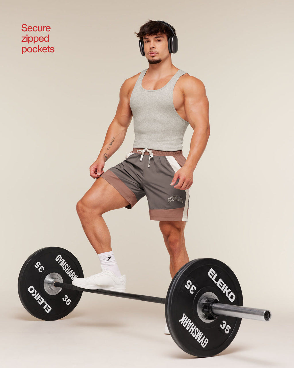 Collegiate Tech Shorts - Taupe Brown