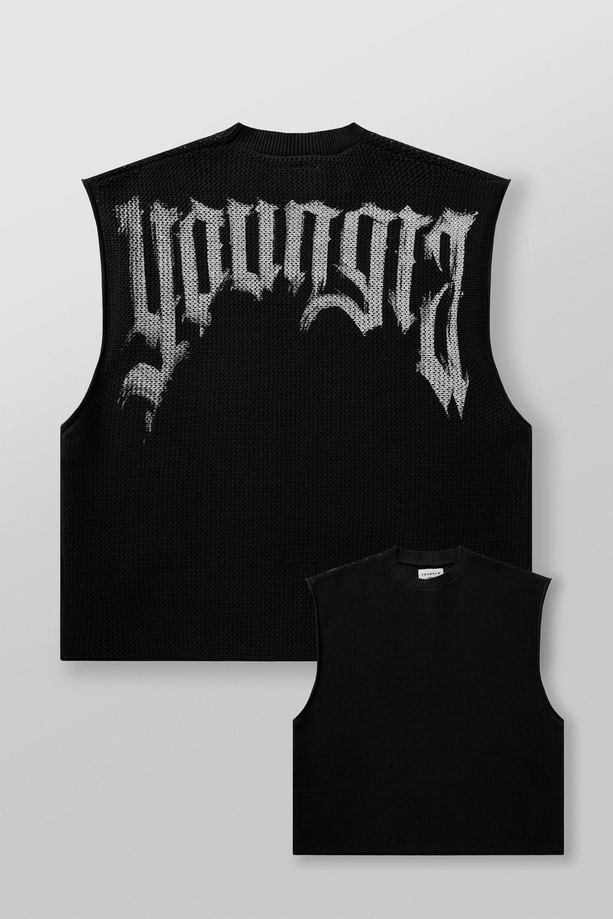 Drop Shoulder Knit Cut-Off - Black