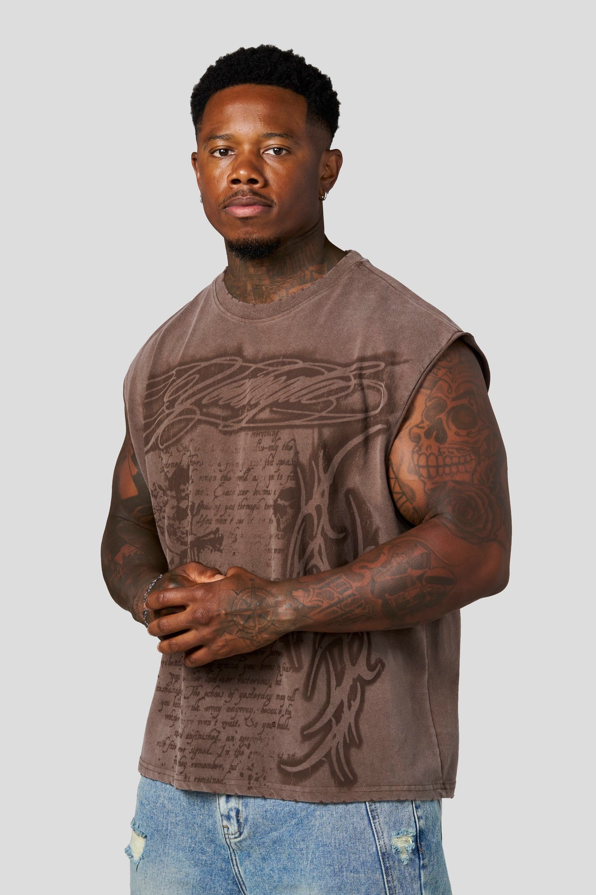 Sacred Sigil Cut-Offs - Brown Wash