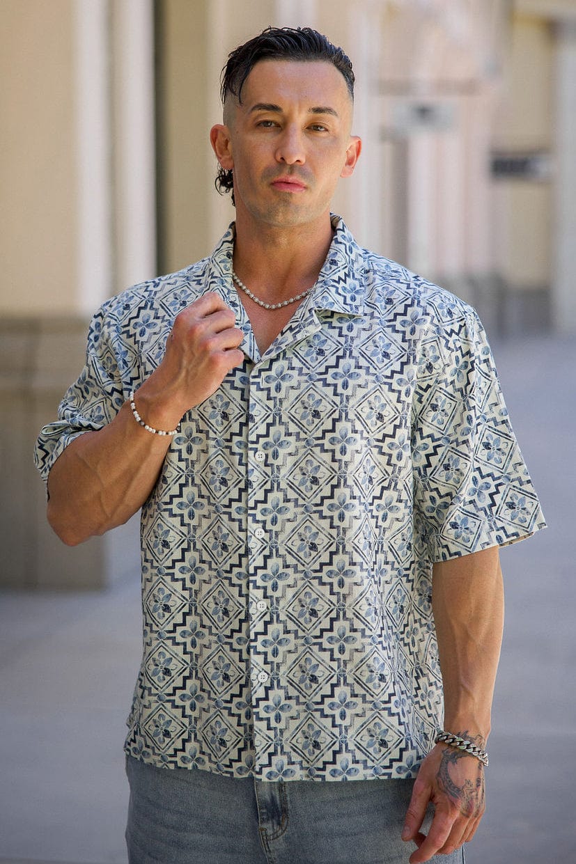 Mosaic Linen Button-Ups
