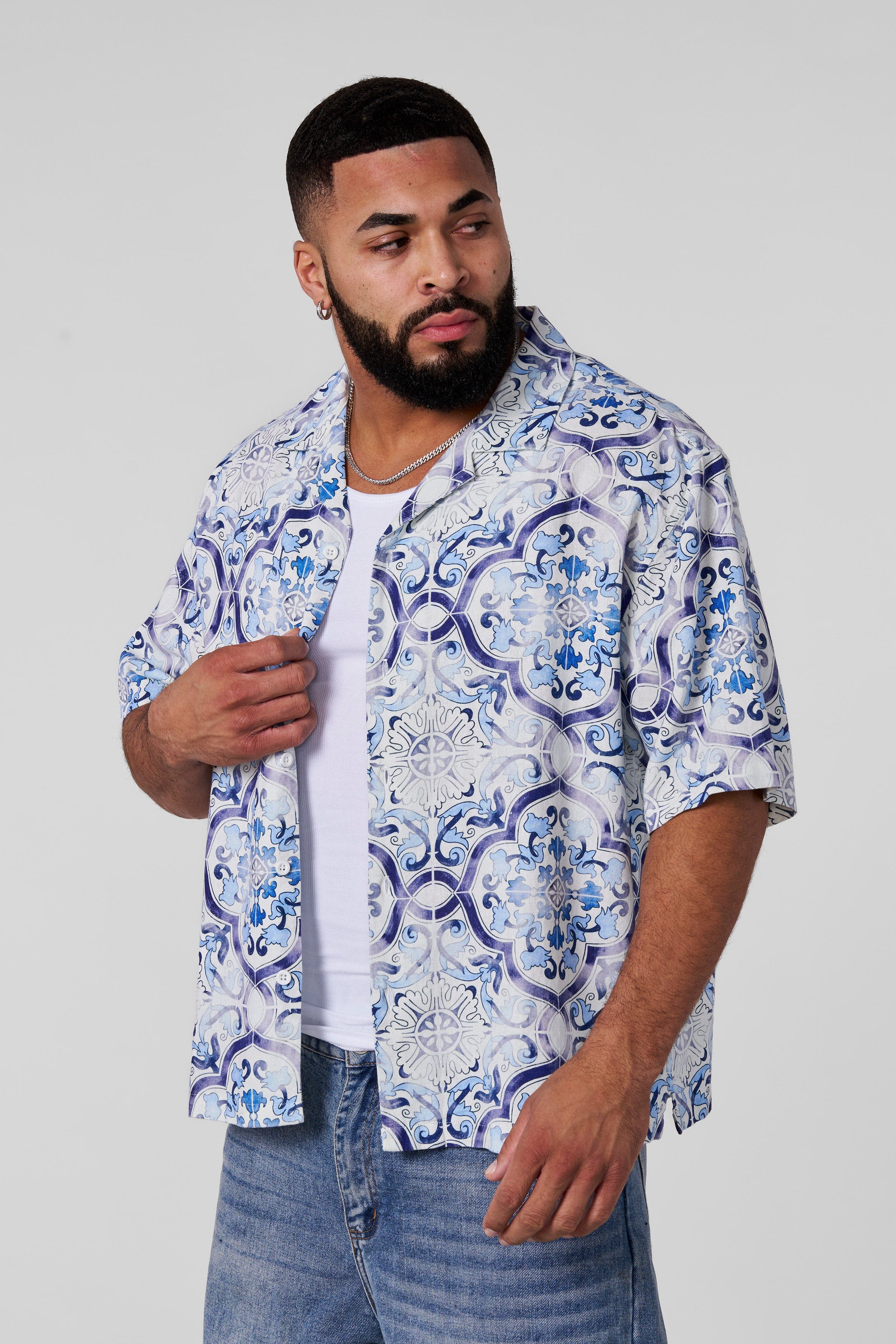 Mosaic Linen Button-Ups