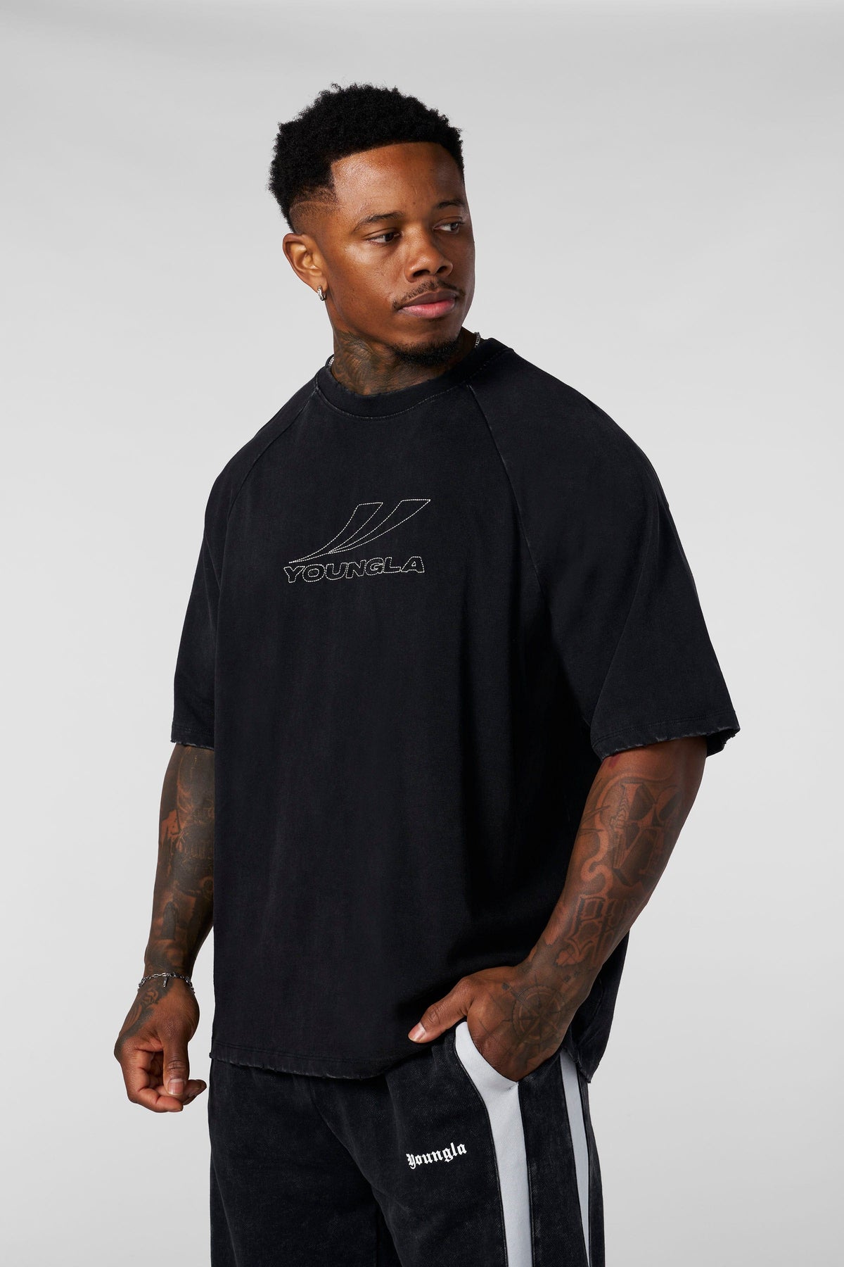 Clean Cut Raglan Tees - Black Wash