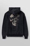Drippy Skull Hoodie - Black Wash