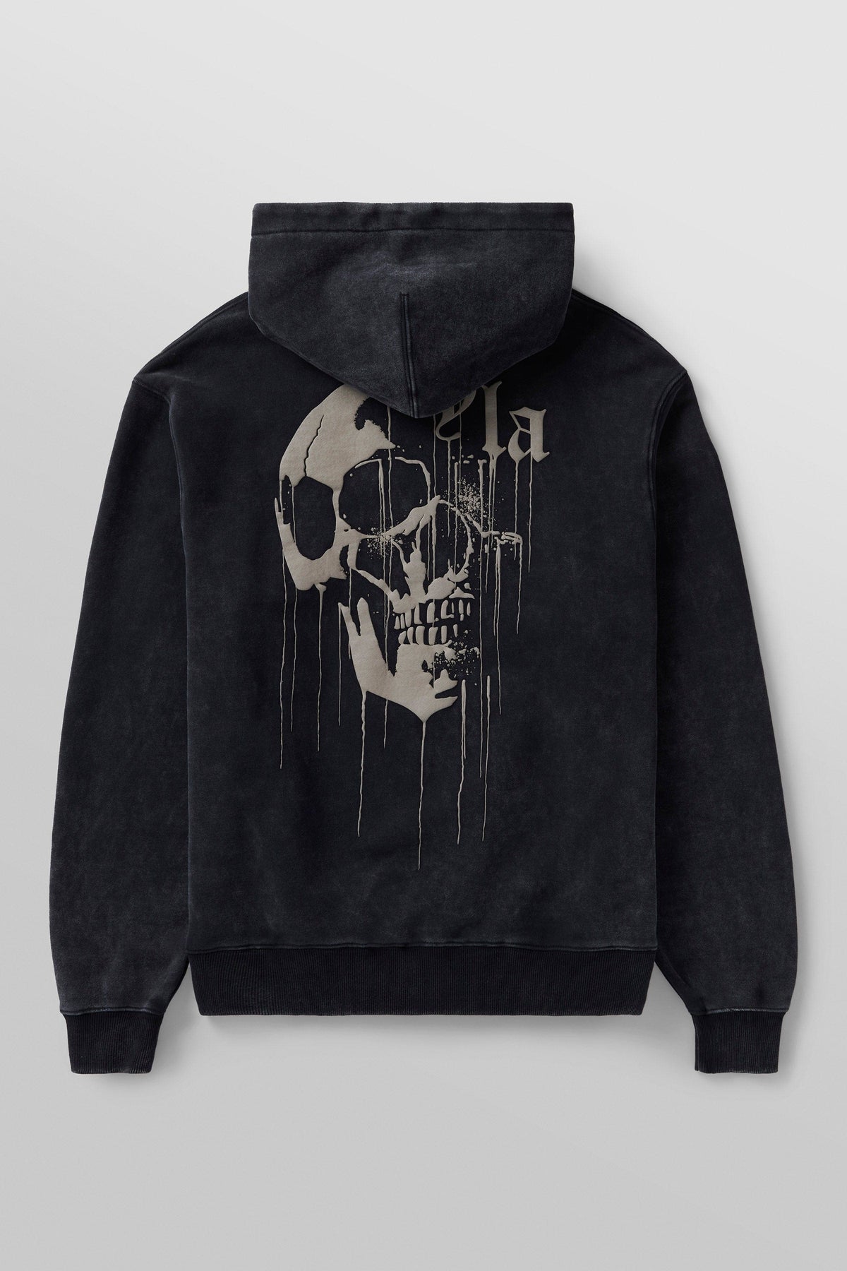 Drippy Skull Hoodie - Black Wash