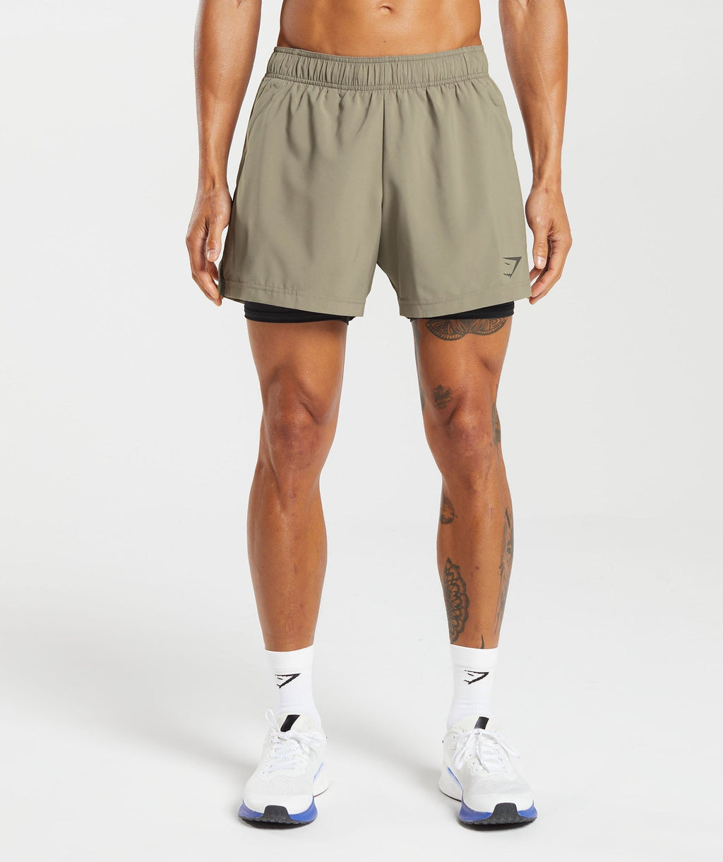 Sport 5" 2 in 1 Shorts - Linen Brown/Black