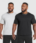 T-Shirt 2 Pack - Black/Light Grey Marl ;)