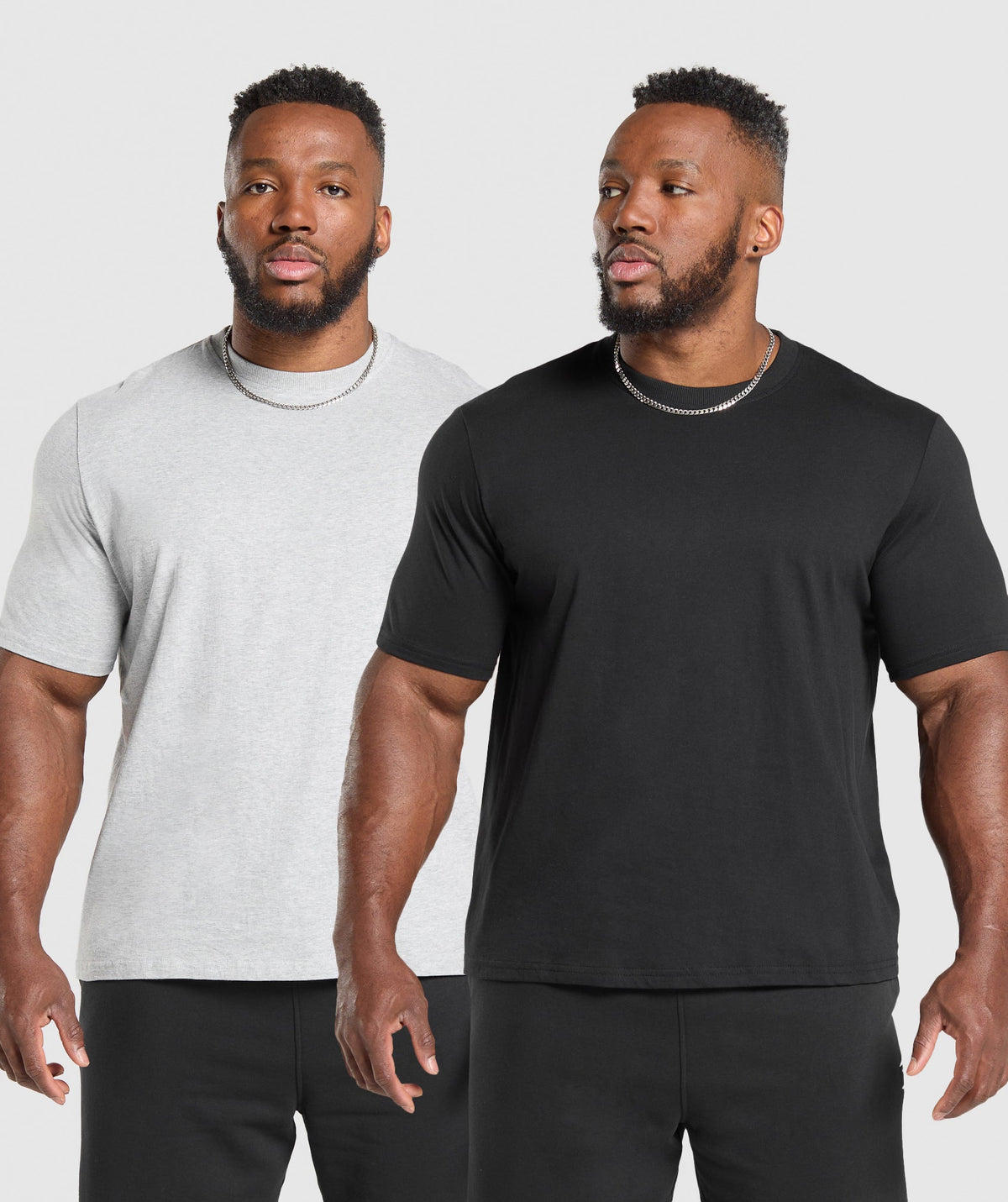 T-Shirt 2 Pack - Black/Light Grey Marl ;)