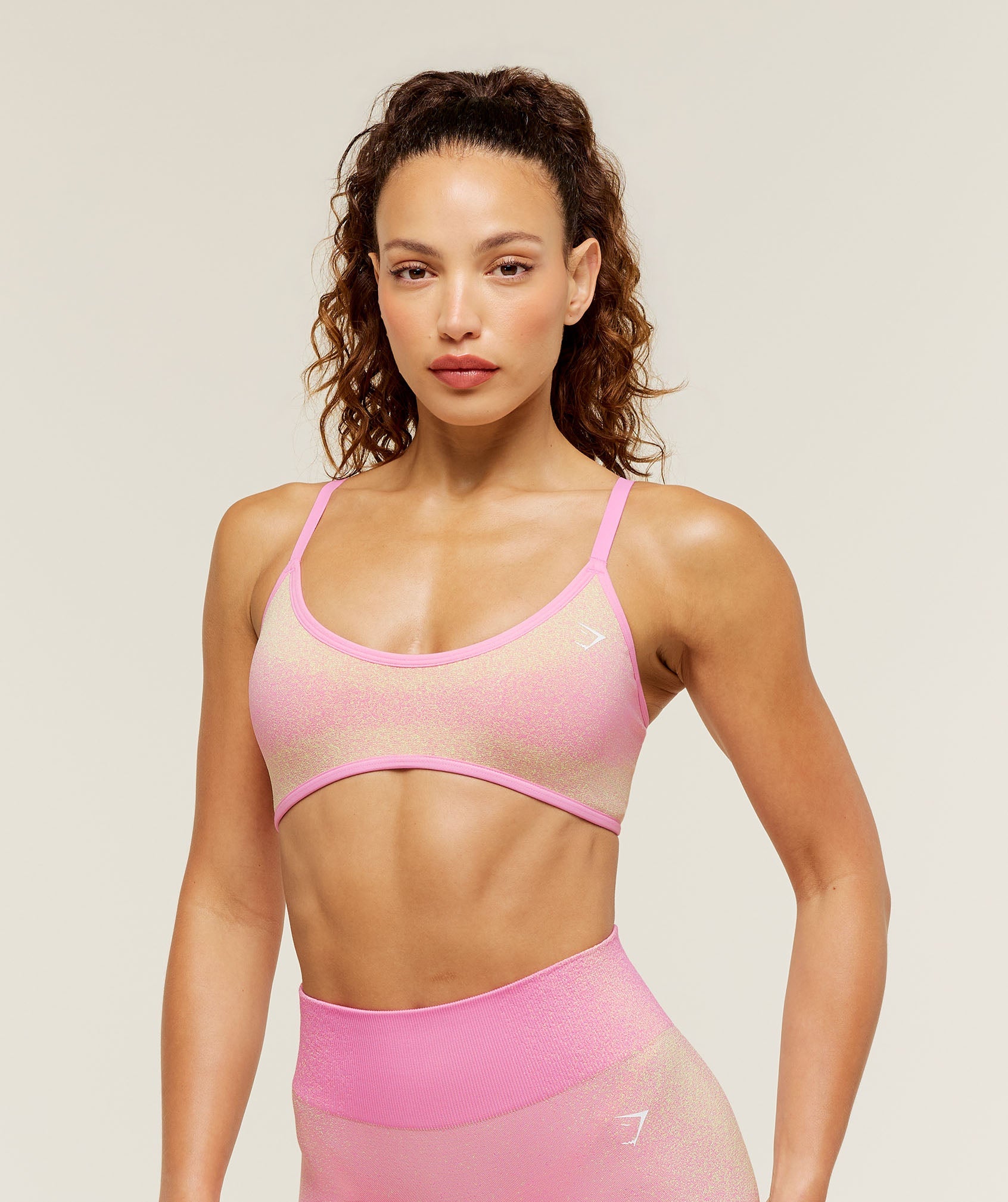 Blush Seamless Light Support Sports Bra - Focus Pink/Sorbet Yellow