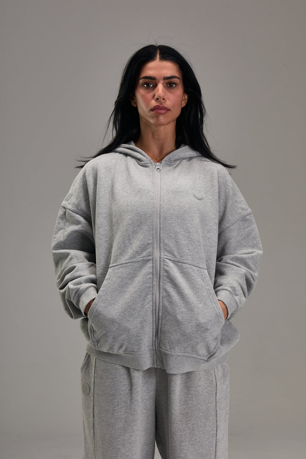 Heavyweight Zip Up Heather Grey