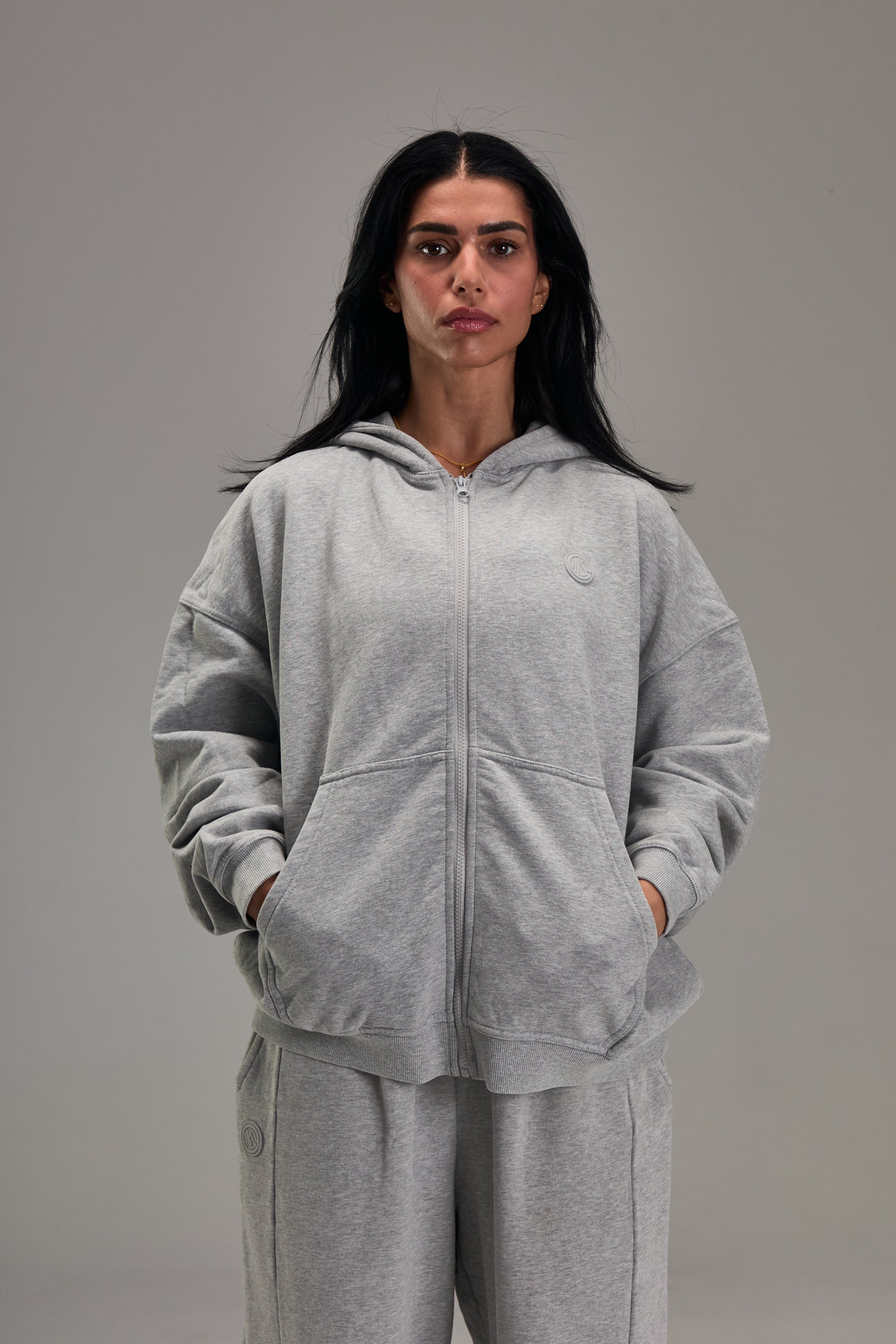 Heavyweight Zip Up Heather Grey