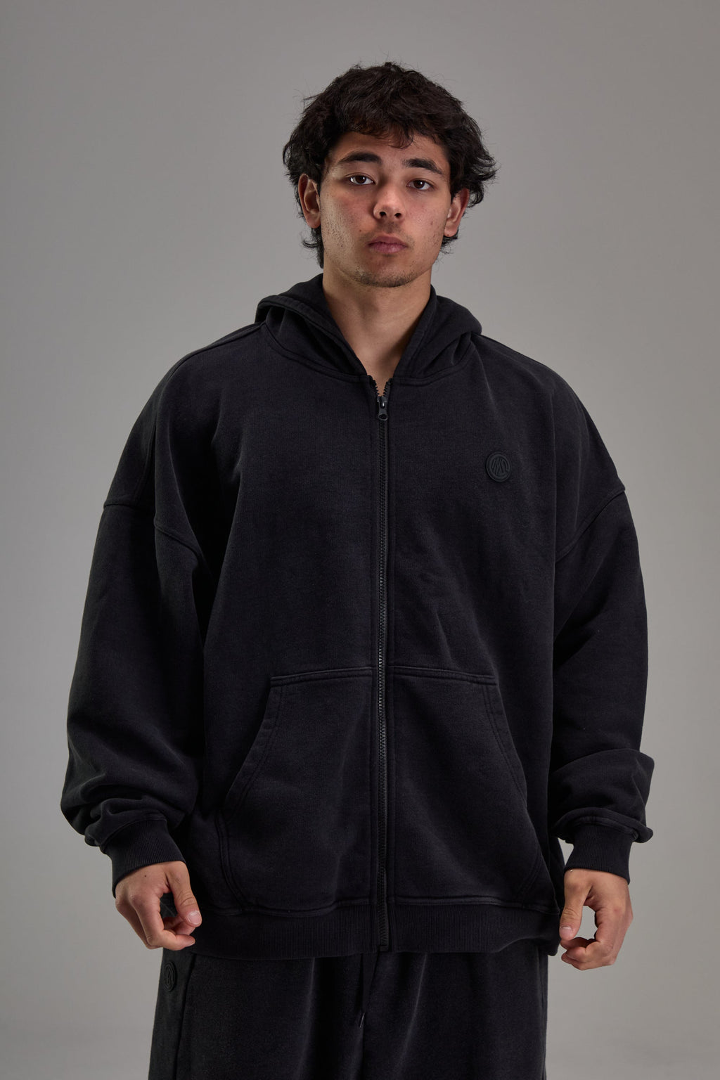 Heavyweight Zip Up Faded Black