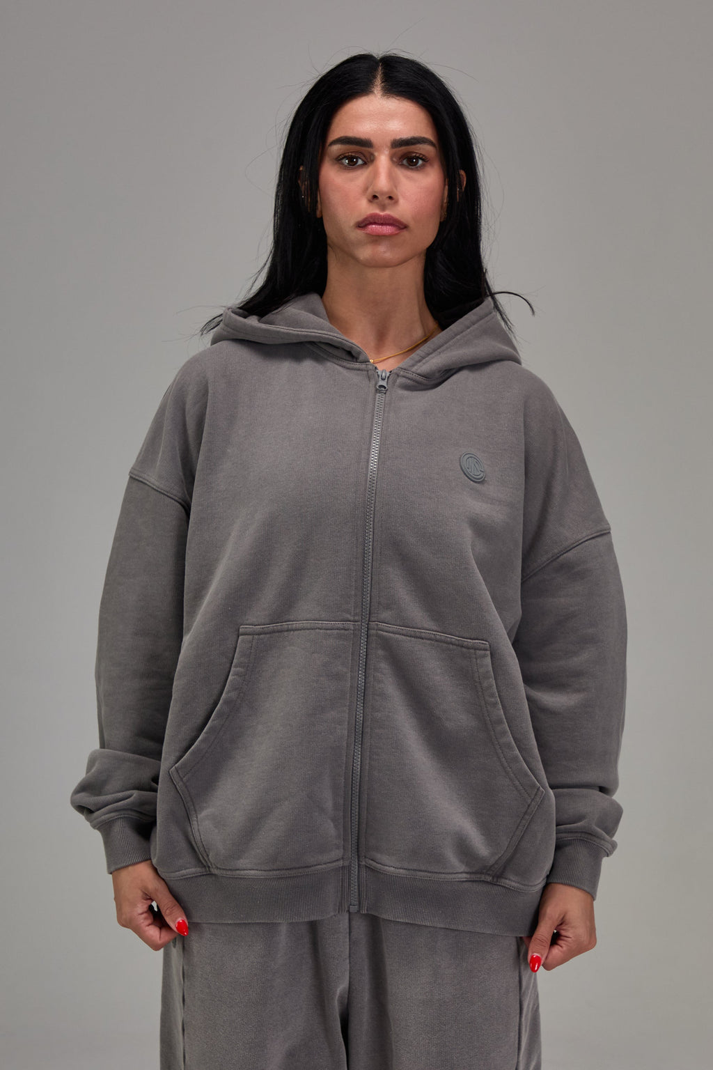 Heavyweight Zip Up Gunmetal Grey
