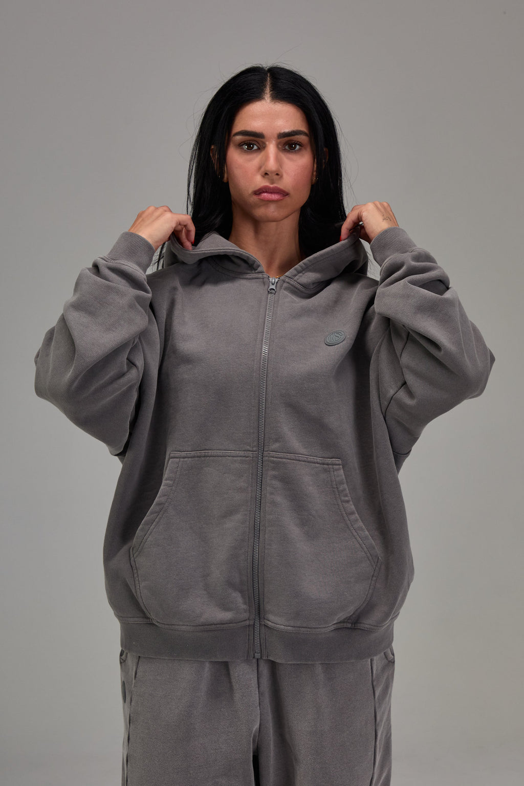 Heavyweight Zip Up Gunmetal Grey