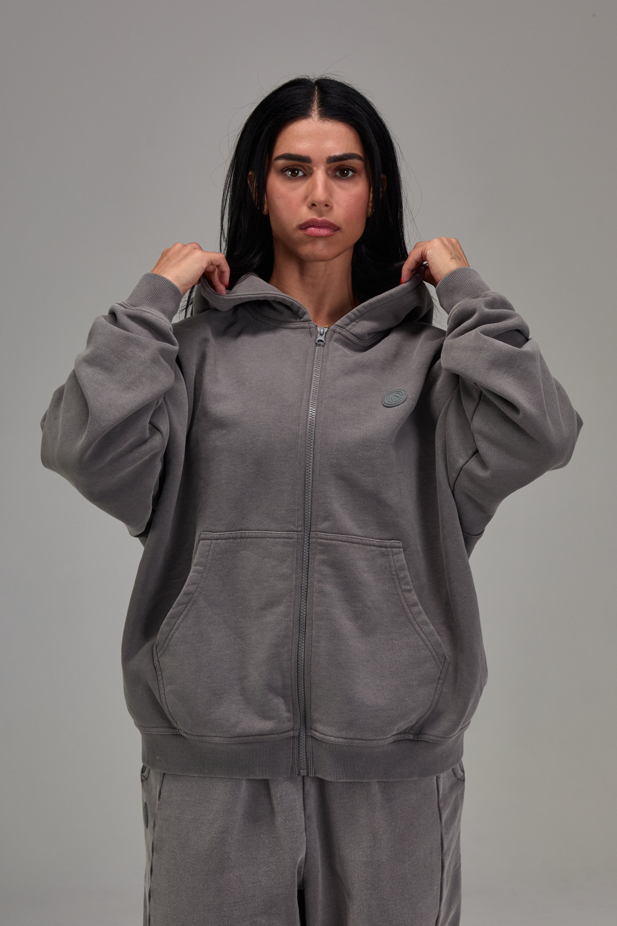 Heavyweight Zip Up Gunmetal Grey