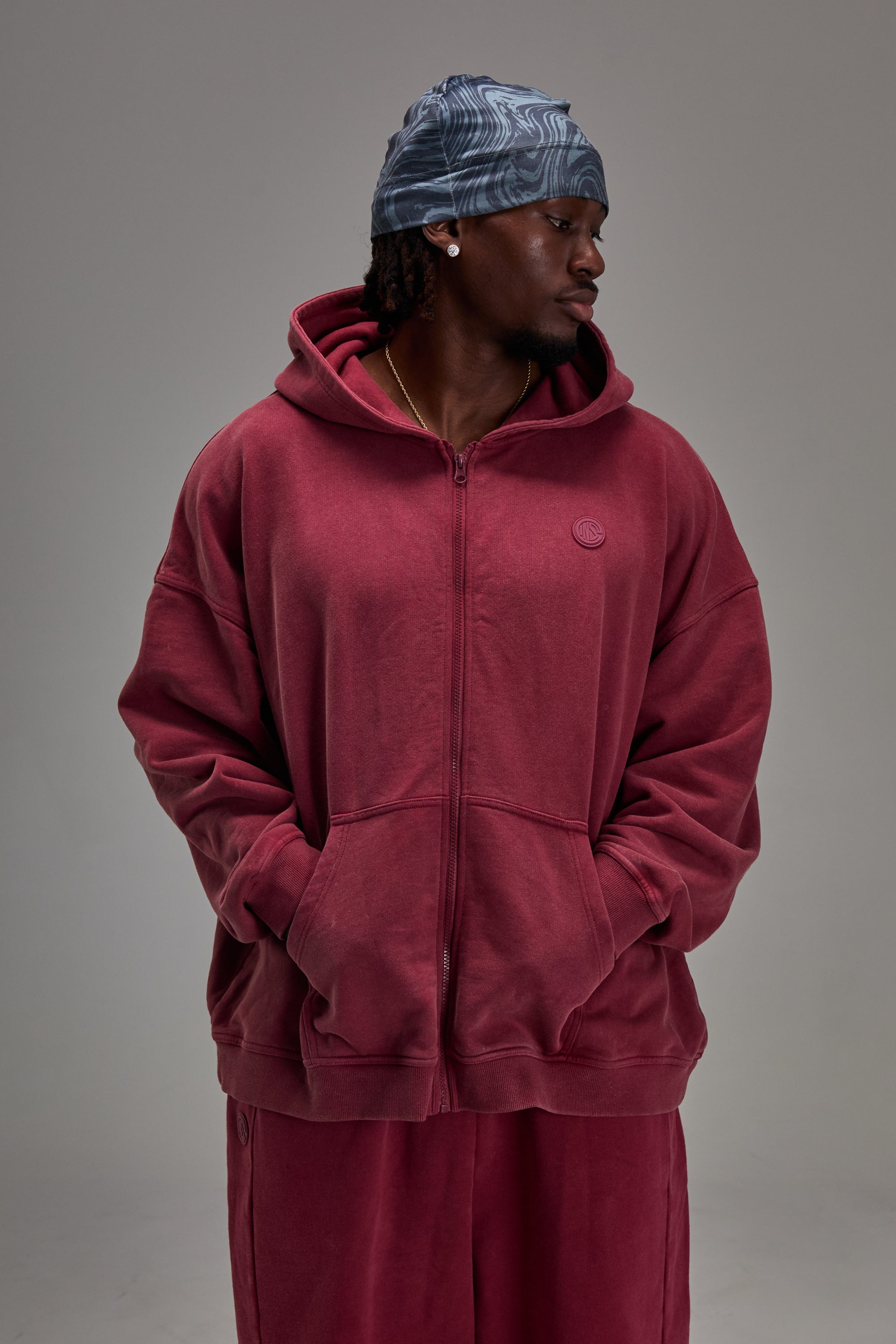 Heavyweight Zip Up Washed Red