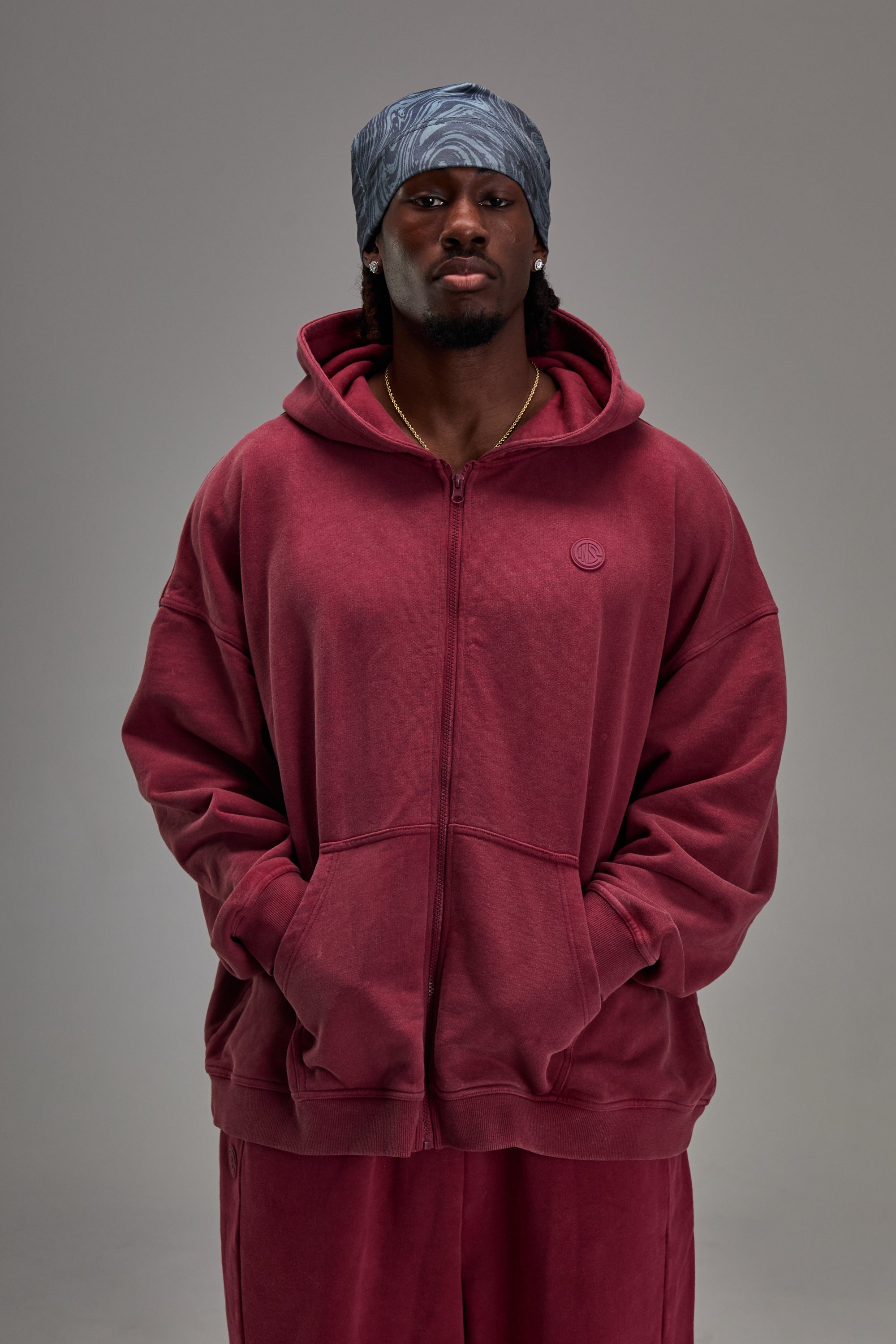 Heavyweight Zip Up Washed Red