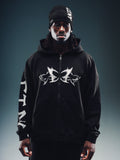 NY Butterfly Zip Hoodie Black white