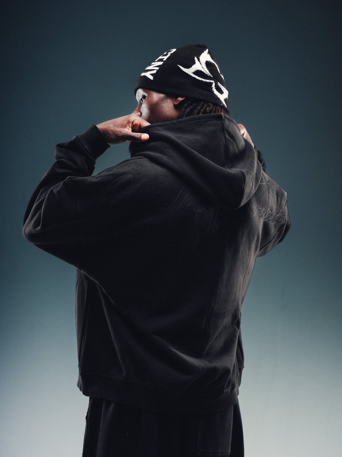 NY Butterfly Zip Hoodie Black white