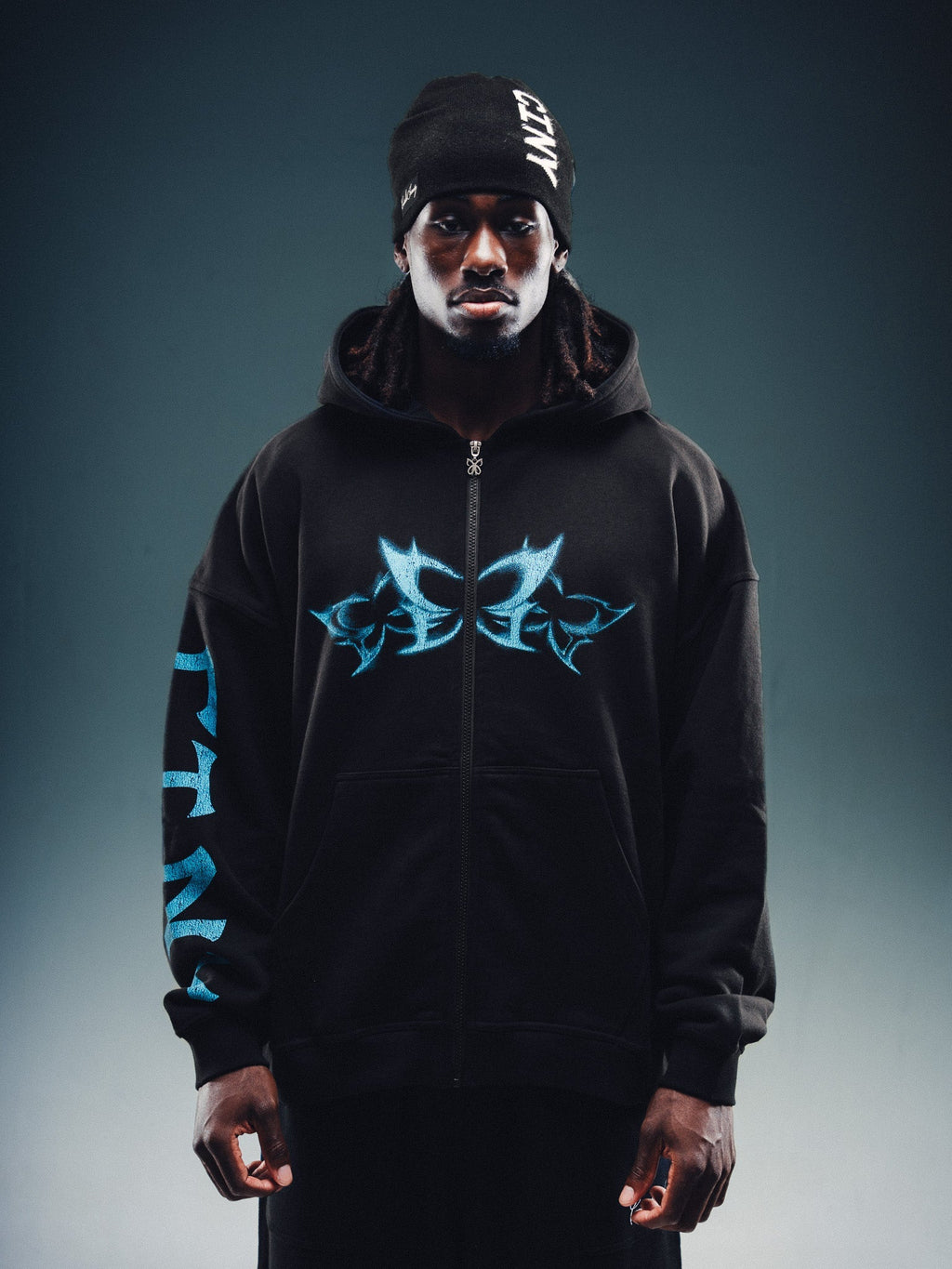NY Butterfly Zip Hoodie Black blue
