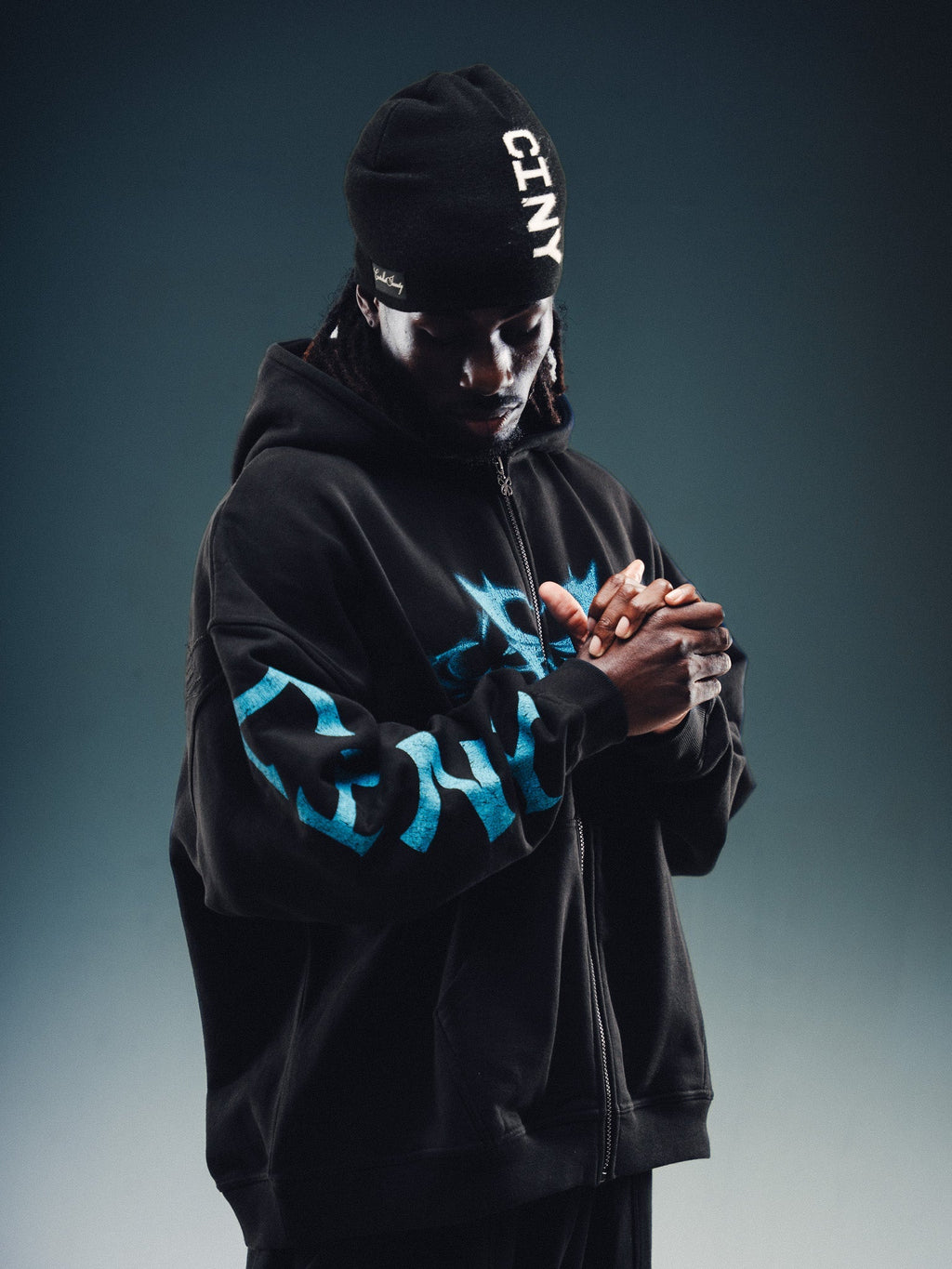 NY Butterfly Zip Hoodie Black blue