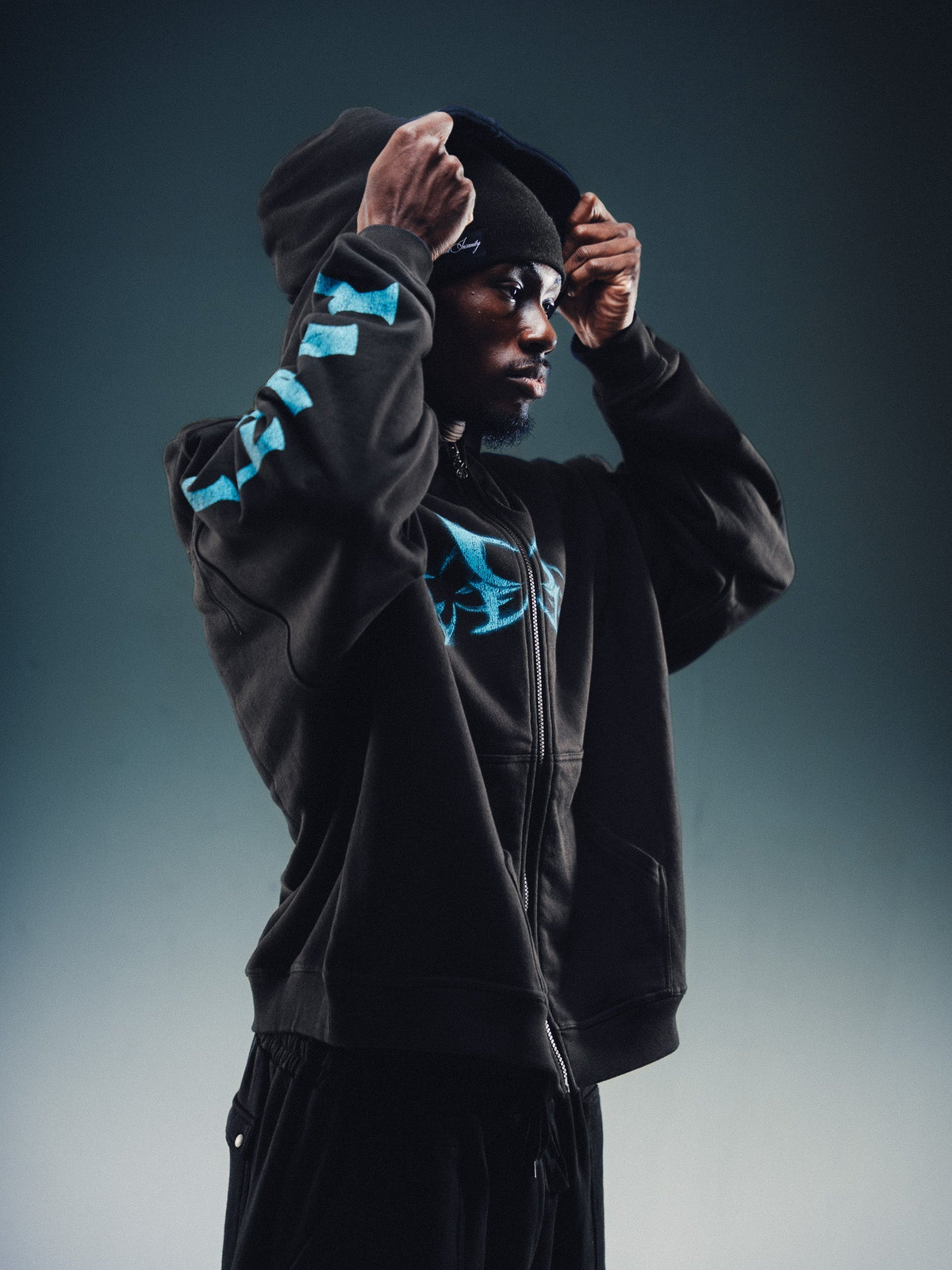 NY Butterfly Zip Hoodie Black blue