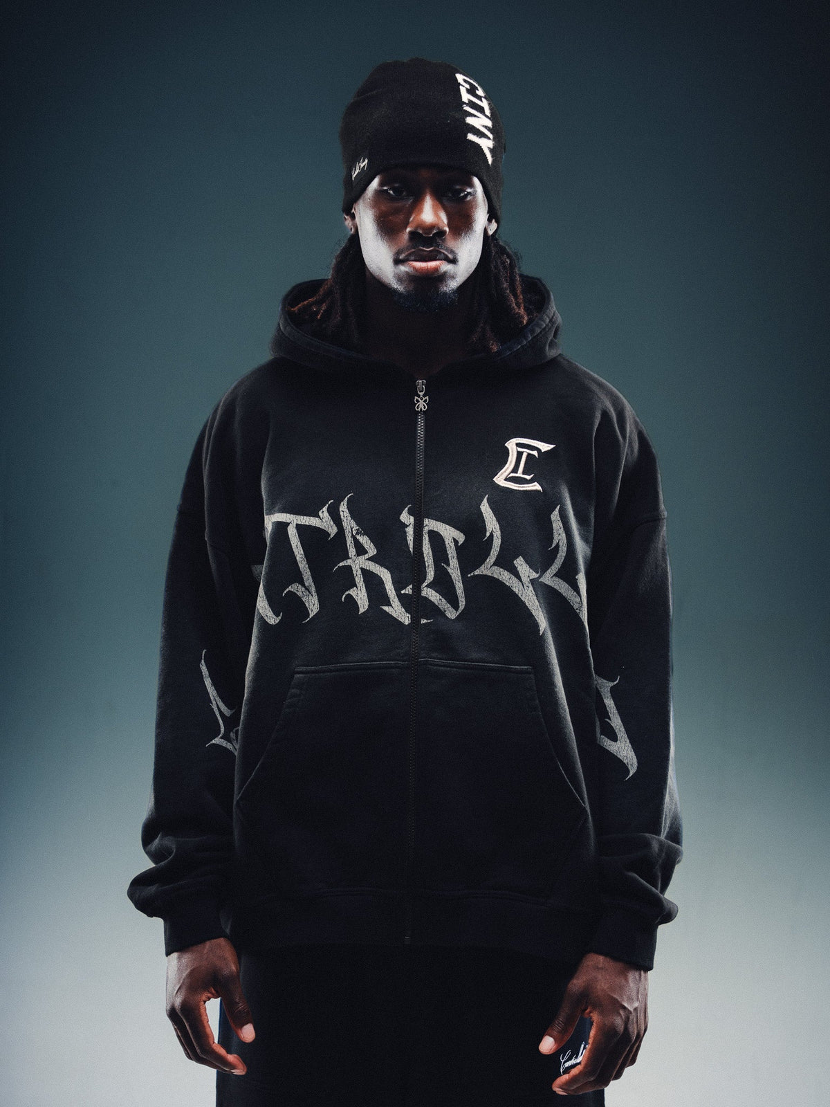 NY Blended Zip Hoodie Gray