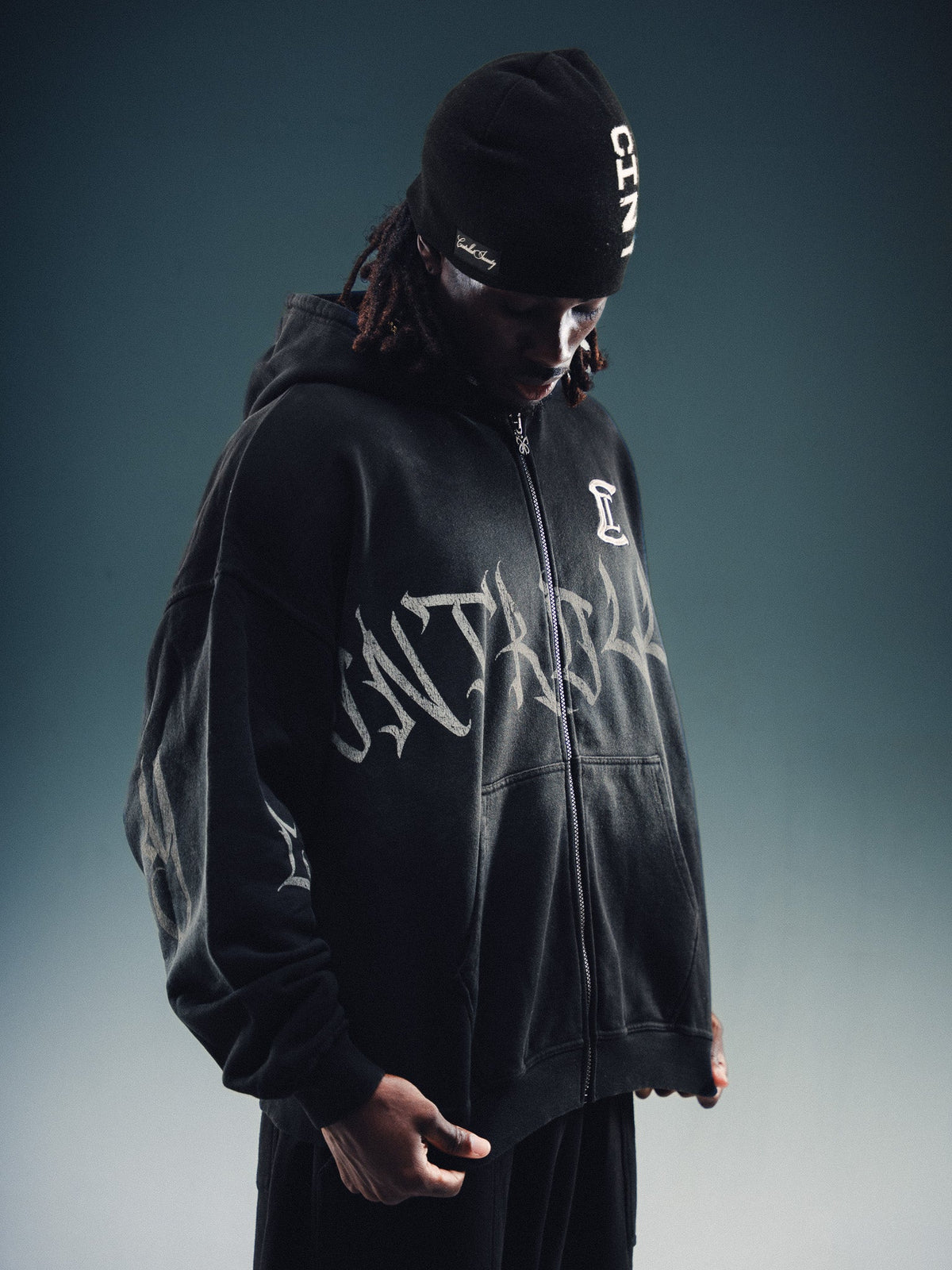 NY Blended Zip Hoodie Gray