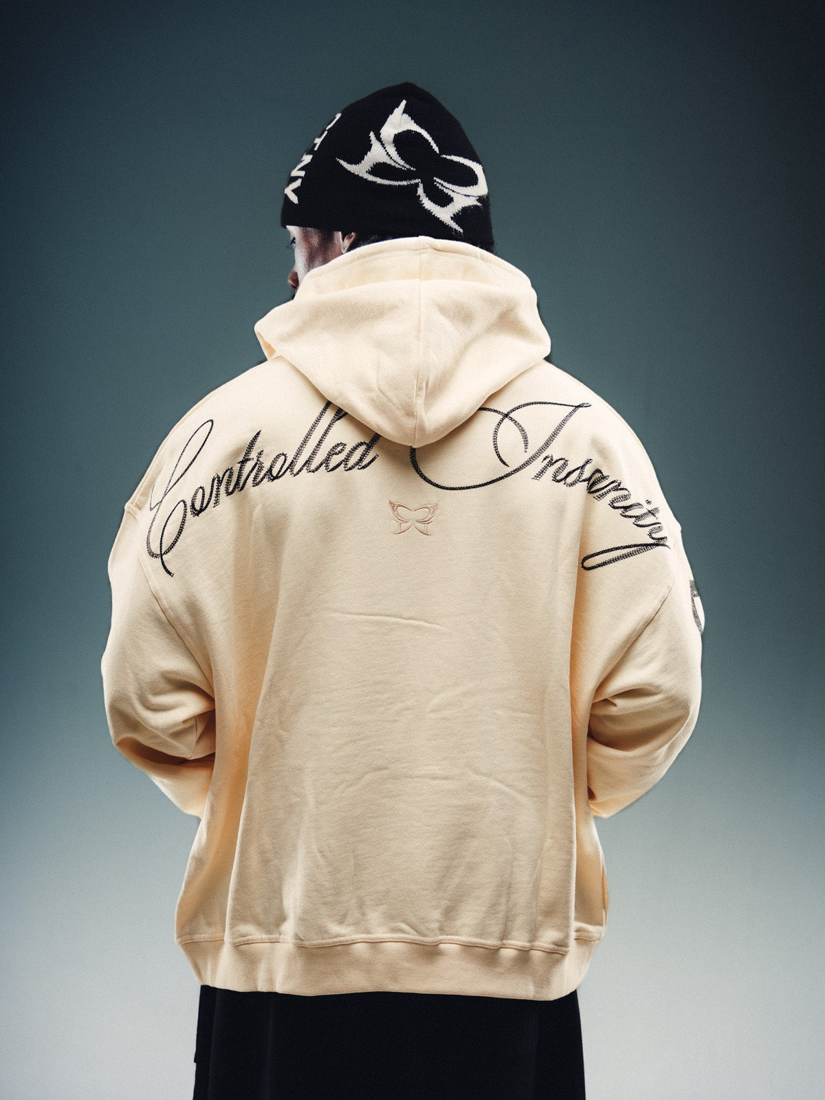 NY Butterfly Zip Hoodie Beige