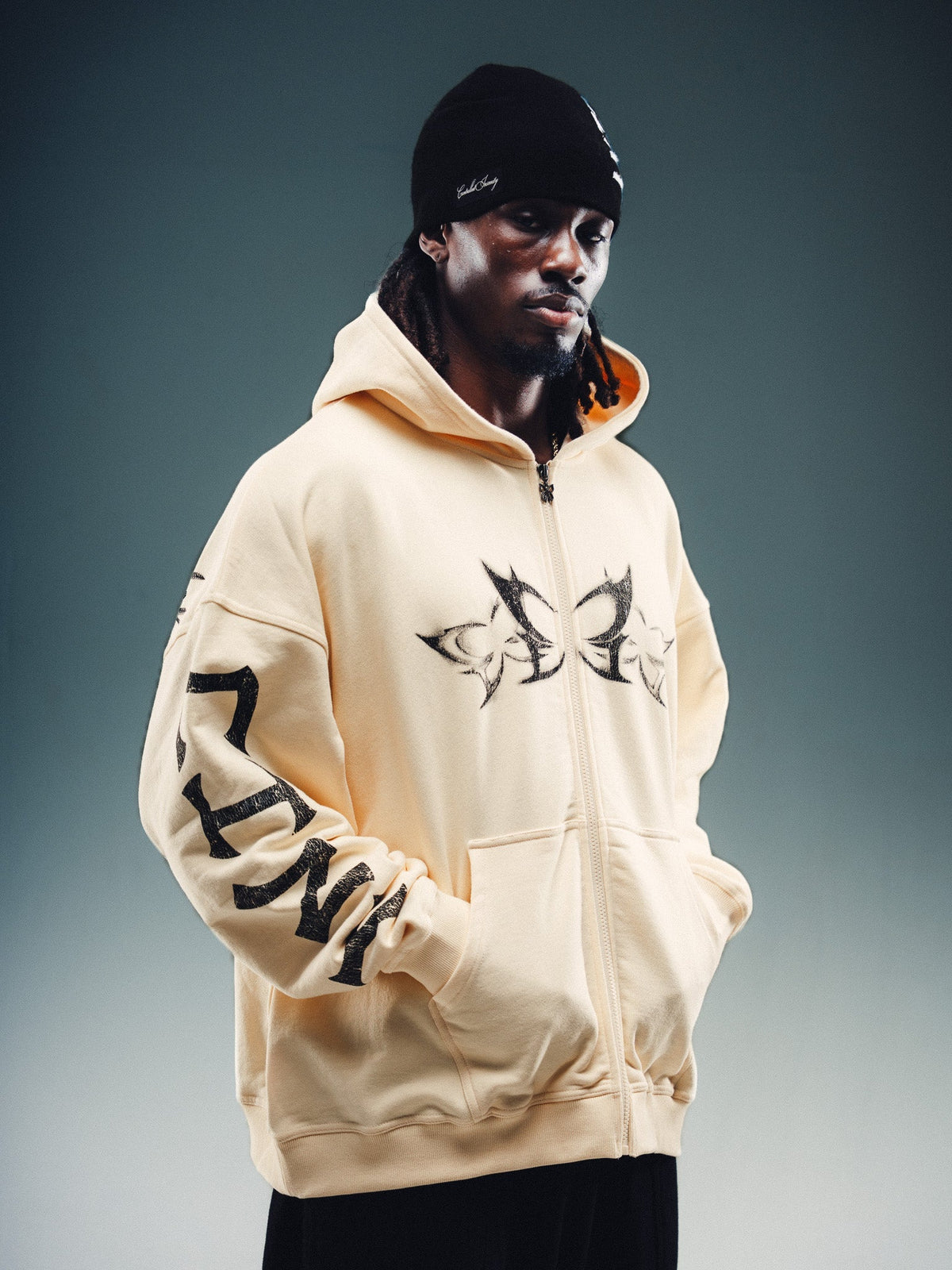 NY Butterfly Zip Hoodie Beige