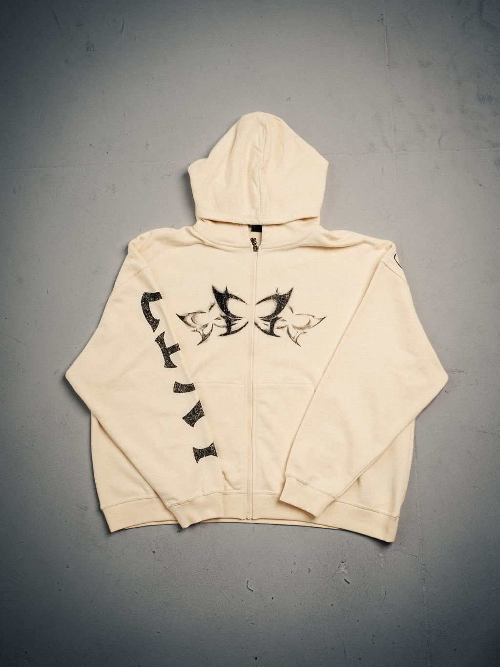 NY Butterfly Zip Hoodie Beige