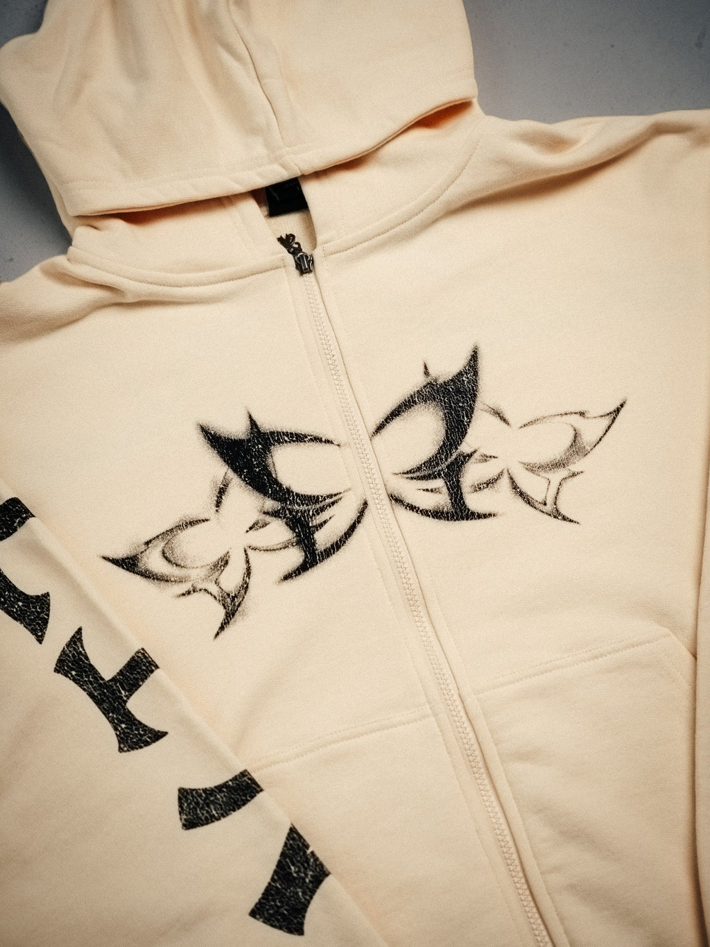 NY Butterfly Zip Hoodie Beige