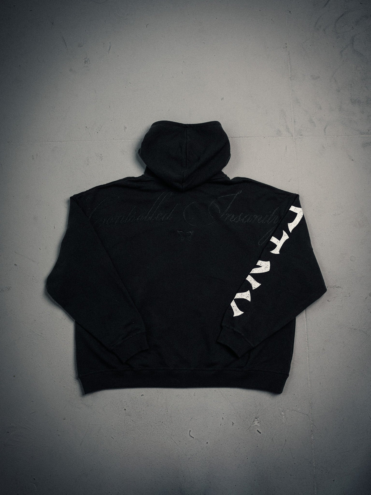 NY Butterfly Zip Hoodie Black white