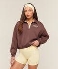 Cosy Luxe Campus Polo Sweatshirt - Espresso Brown ;)
