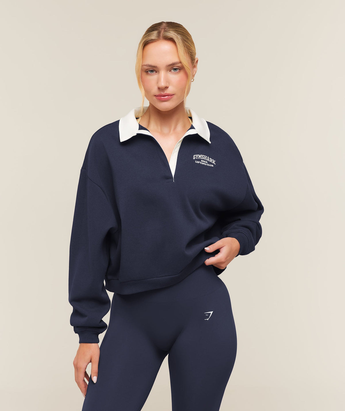 Cosy Luxe Campus Polo Sweatshirt - Heavy Blue ;)